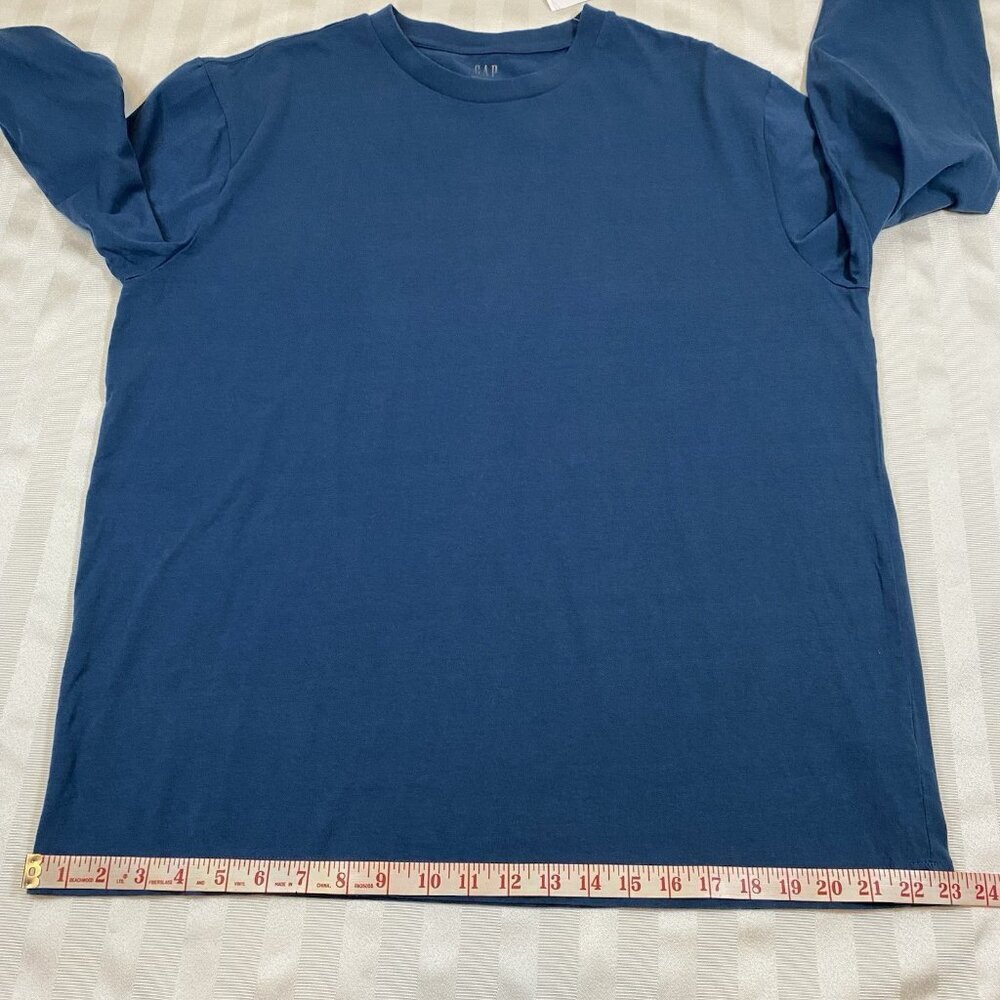 GAP Men’s Everyday Long-Sleeve Tee T-Shirt 100% Cotton Grease Blue NWT Sz Large - Picture 5 of 11